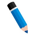 Blue Small Pencil Flat Icon Isolated on White