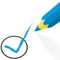 blue pencil with hook Royalty Free Stock Photo