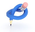 Blue pencil knot element for school or business problem concept