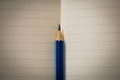 Blue pencil on open white paper note book Royalty Free Stock Photo