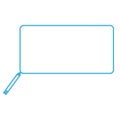 Blue pencil with rectangular speech bubble on white background