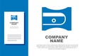 Blue Pencil sharpener icon isolated on white background. Logo design template element. Vector Royalty Free Stock Photo
