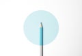 Blue pencil on white background, minimalism. Creativity, idea, solution, creativity concept Royalty Free Stock Photo