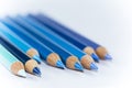 8 Blue Pencils with White Background Royalty Free Stock Photo