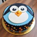 Blue Penguin Cake: A Delightful Cheesecake With Comic Cartoon Style