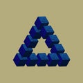 Blue Penrose triangle. Modern futuristic electronic circuit board background. Vector illustration