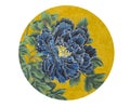Blue peony in a circle