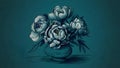 Blue Peony Elegance: Timeless Floral Illustration. Concept Floral Illustration, Blue Peony,