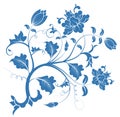 Blue peony flower pattern