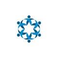 blue people team round logo vector icon