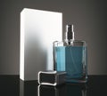 Blue perfume with packaging