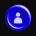Blue Person Profile Icon. Round 3D UI Button