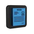 Blue Personal document icon isolated on transparent background. File icon. Checklist icon. Business concept. Black