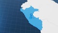 Blue Peru 3d map with pointer pin surrounded with other countries in white. Political map with borders. 3d render Royalty Free Stock Photo