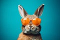 Blue pet mammal bunny portrait sunglass cute animals easter glasses feline rabbit baby Royalty Free Stock Photo