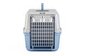 Blue pet travel plastic cage, 3D rendering