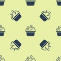 Blue Pets bath icon isolated seamless pattern on yellow background. Vector Royalty Free Stock Photo