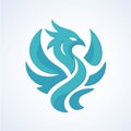 Blue Phoenix, Bird flying, Vector File, Logo design, Phoenix Illustration Royalty Free Stock Photo