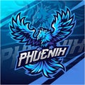 Blue phoenix esport mascot logo design