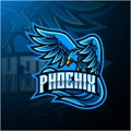 Blue phoenix esport mascot logo design