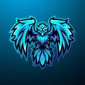 Blue phoenix mascot esport logo design illustration