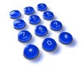 Blue phone keyboard Royalty Free Stock Photo