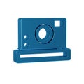 Blue Photo camera icon isolated on transparent background. Foto camera icon.