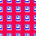 Blue Photo icon isolated seamless pattern on red background. Vector Royalty Free Stock Photo