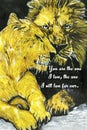 Love for ever lions oil paints card Royalty Free Stock Photo