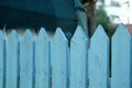 Blue picket fence