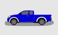 Blue pickup truck showing side view Royalty Free Stock Photo