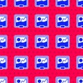 Blue Picture icon isolated seamless pattern on red background. Vector Royalty Free Stock Photo