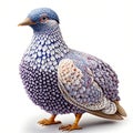 Blue Pigeon Isolated on White Background. Studio Shot. AI Generated