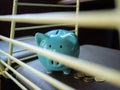 Blue piggy bank, idea for saving money for future Royalty Free Stock Photo