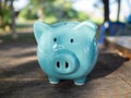 blue piggy bank, idea for saving money for future Royalty Free Stock Photo