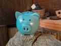 Blue piggy bank, idea for saving money for future Royalty Free Stock Photo