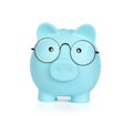 Blue piggy bank isolated on white Royalty Free Stock Photo