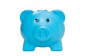 Blue piggy bank isolated on white background Royalty Free Stock Photo