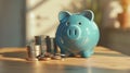 The Blue Piggy Bank. AI generated Royalty Free Stock Photo