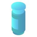 Blue pill glass icon, isometric style