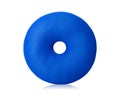 Blue Pillow with donuts shape isolated on white background. Floor pillows in round shape.  Clipping path Royalty Free Stock Photo