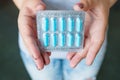 Blue pills blister pack medication healthcare ill