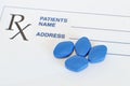 Blue pills for erectile dysfunction treatment Royalty Free Stock Photo