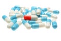 Blue pills on white background Royalty Free Stock Photo