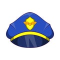 Blue pilot cap with badge icon, cartoon style