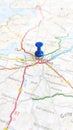 A blue pin stuck in Limerick on a map of Ireland portrait Royalty Free Stock Photo