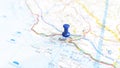 A blue pin stuck in split on a map of Croatia Royalty Free Stock Photo