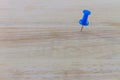 Blue pin on the wood