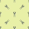 Blue Pincers and pliers icon isolated seamless pattern on yellow background. Pincers work industry mechanical plumbing Royalty Free Stock Photo