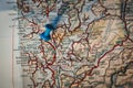 Fitjar, Norway, blue pinhead on map. Royalty Free Stock Photo